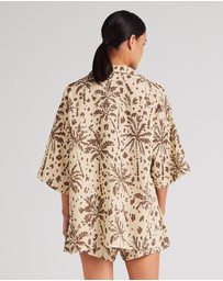 Poolside Paradiso - Zanzibar 100% Linen Over Shirt - Marzipan