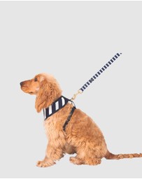 Mog & Bone - Neoprene Dog Harness - Navy Hamptons Stripe Print