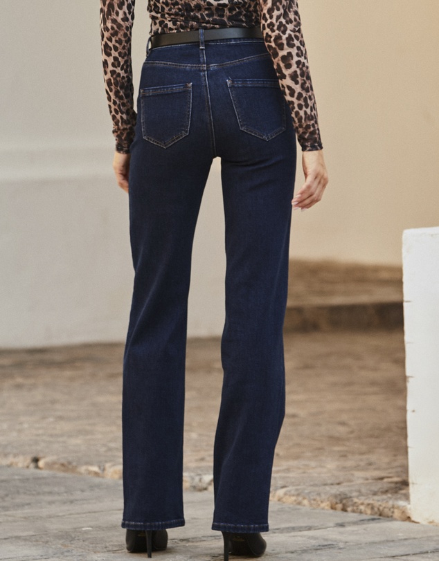 Sosandar - Dark Indigo Slim Wide Leg Jeans