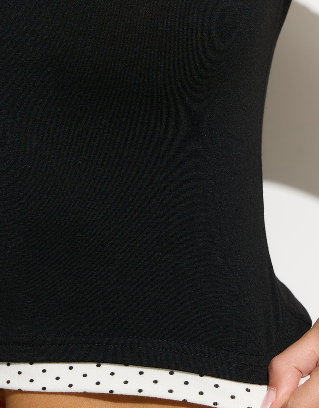 Dazie - Georgia Layered Look Polka T-Shirt