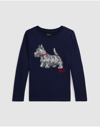 Polo Ralph Lauren - Dog Print Cotton Long Sleeve Tee - Kids