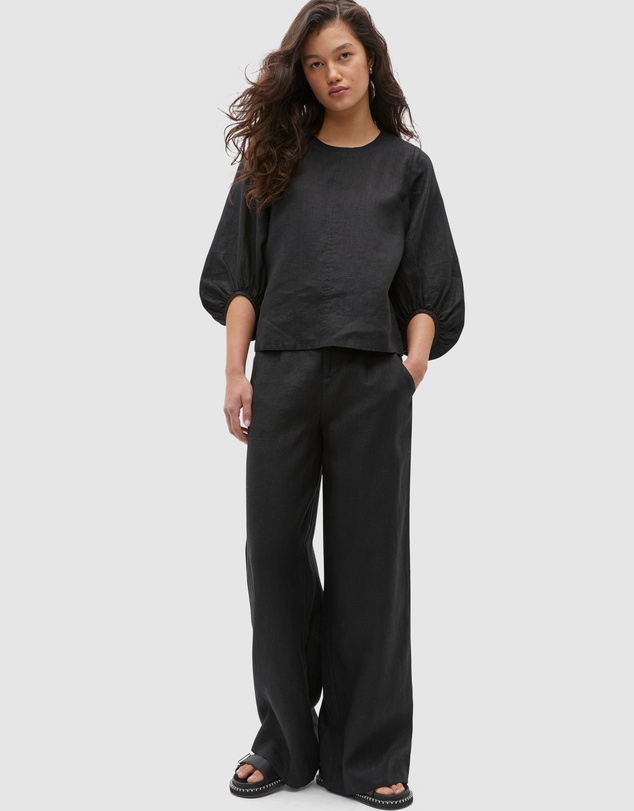 Seed Heritage - Core Linen Balloon Sleeve Top