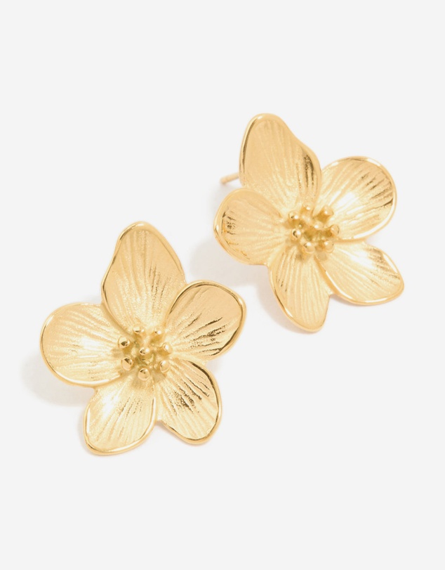 Lovisa - Waterproof Gold Plated Stainless Steel Textured Flower Earrings