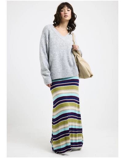 Subtitled - Verona Striped Knit Maxi Skirt