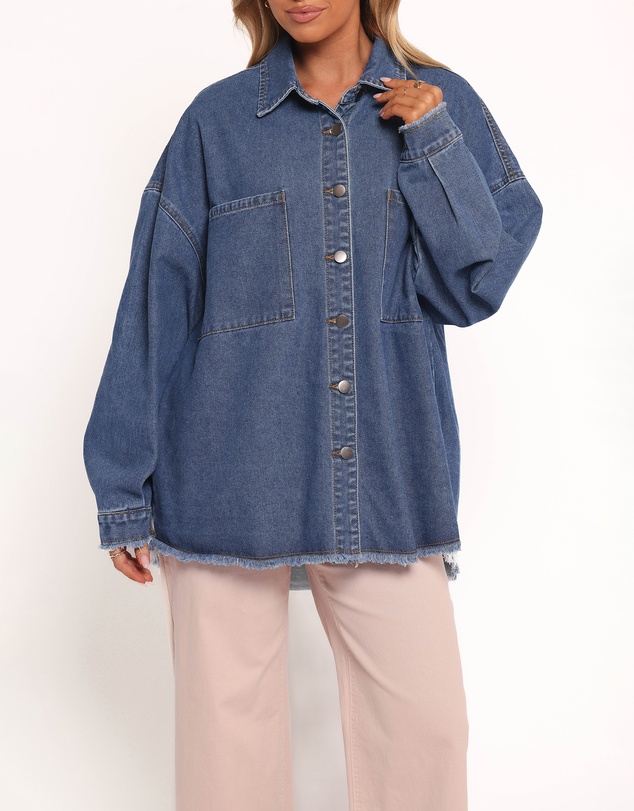 Petal & Pup - Twiggy Frayed Edge Denim Shacket - Denim