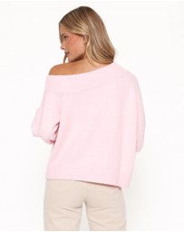 Petal & Pup - Ailis Off Shoulder Sweater - Pink