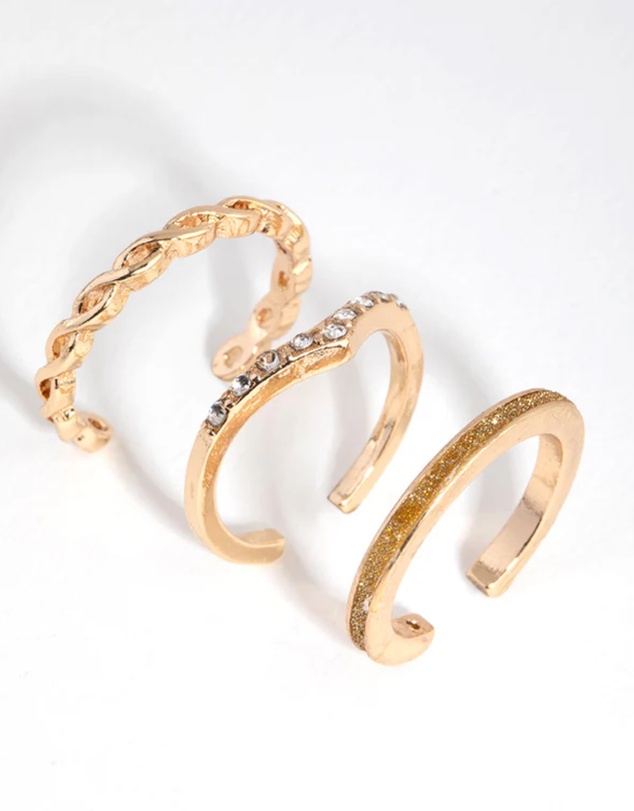 Lovisa - Gold Diamante Band Toe Ring Pack