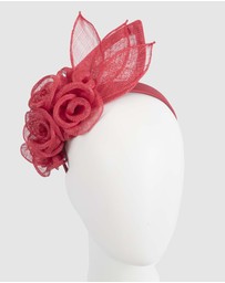 Max Alexander - Flower Red Sinamay Fascinator Headband