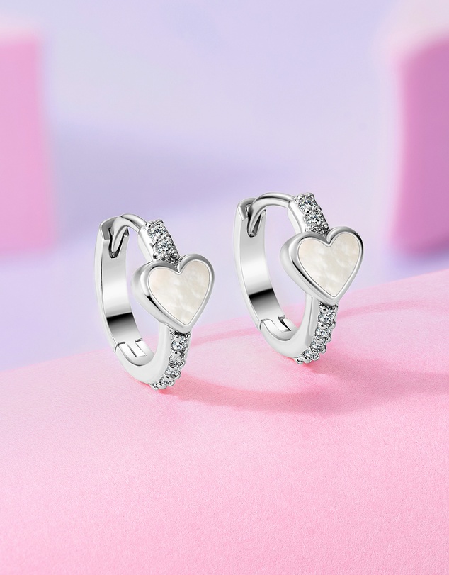 Mestige Kids - Amour Heart Hoops - Silver Plated