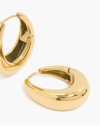 Lovisa - Waterproof Gold Plated Stainless Steel Oval Hanging Hoop Earrings