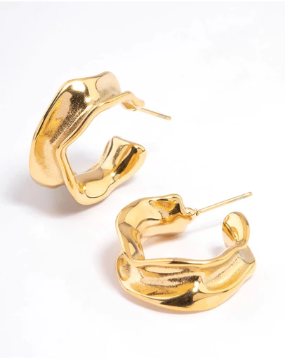 Lovisa - Waterproof Gold Plated  Stainless Steel Medium Molten Hoop Earrings