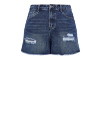 City Chic - Hannah Rip Denim Short - Dark Wash