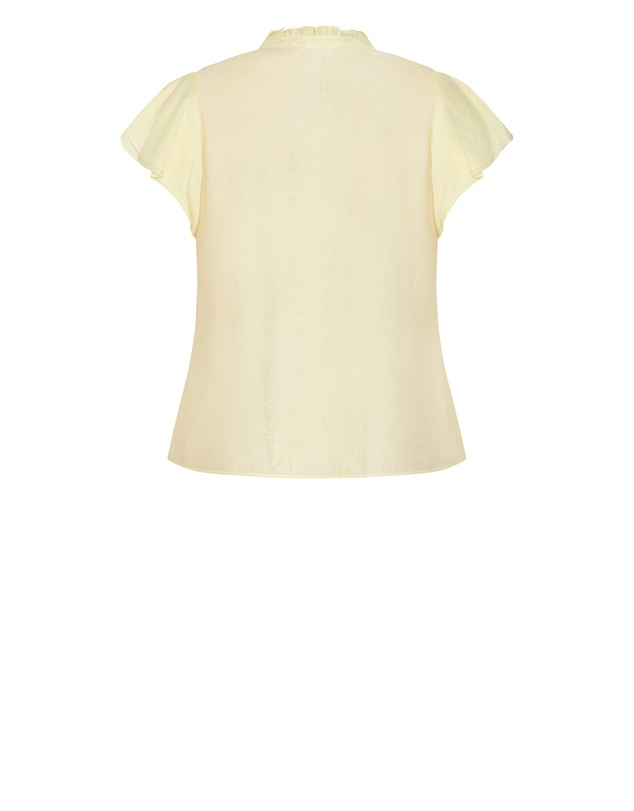 City Chic - Plus size Dakota Flutter Sleeve Top - lemon sorbet