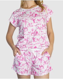 Sant And Abel - Women's Skydog Toile Pink Jersey Short PJ Set