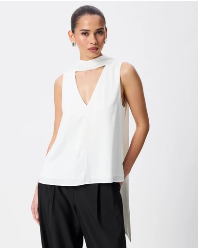 Tussah - Amelia V-Neck Scarf Satin Top