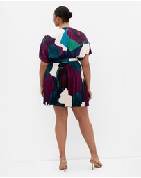 City Chic - Hailey Abstract Print Pleat Mini Dress