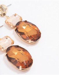 Lovisa - Gold Molten Amber Stone Statement Drop Earrings