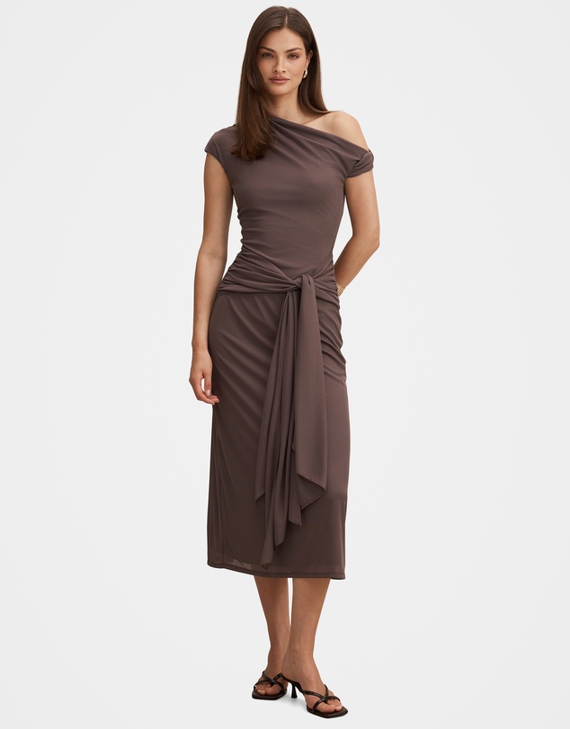 Forever New - Piper Draped Tie Mesh Midi Dress
