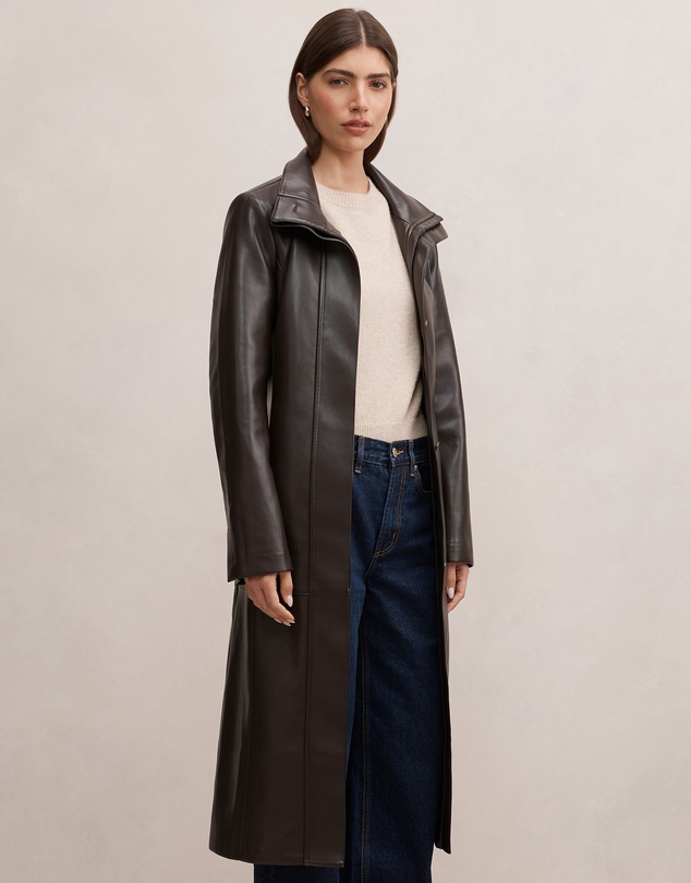 Forever New - Bonnie Vegan Leather Funnel Trench Coat