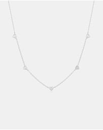 Ania Haie - Ania Haie Silver Pave Puffed Heart Station Necklace