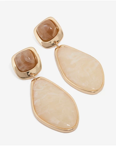 Lovisa - Gold Organic Stone Diamond-Shaped Drop Earrings