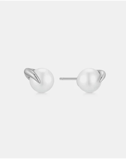 Ania Haie - Silver Pearl Claw Stud Earrings