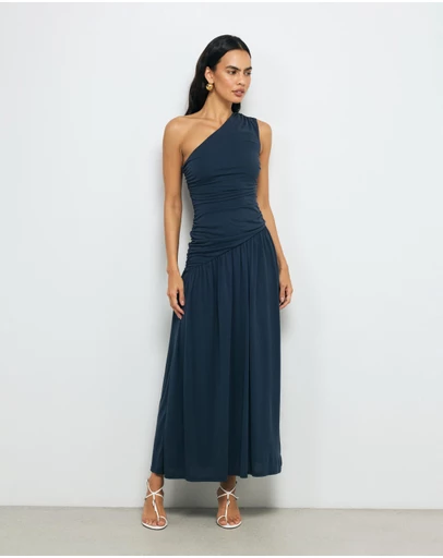 AERE - Aloma One Shoulder Ruched Dress