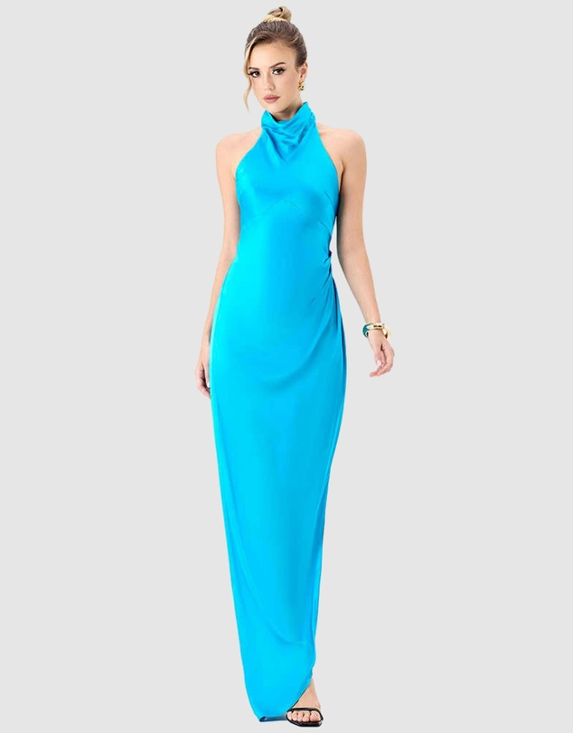 Bariano - Aaliyah High Neck Cowl Gown