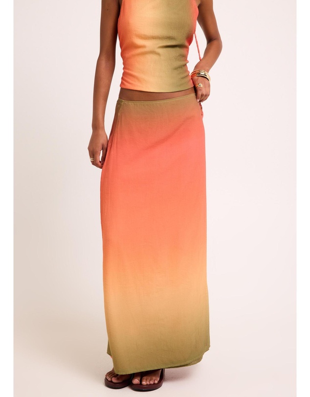 Subtitled - Earth Ombre Wrap Midi Skirt