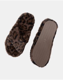 Hunkemoller - Kate Fake Fur Crossed Slides
