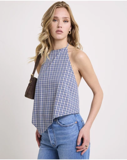 Subtitled - Iluka Check High Neck Top