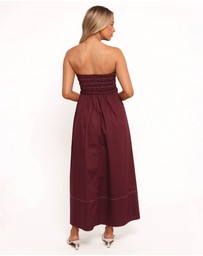 Petal & Pup - Lyanna Strapless Midi Dress - Cherry