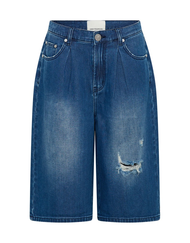 ONE TEASPOON - Beastie Low Waist Wide Leg Denim Jorts - Rosewood
