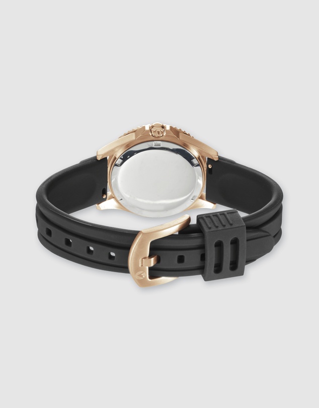 Maxum - Liberty Black Dial With Black Silicone Strap & Rose Gold Tone Case