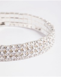 Lovisa - Silver Cubic Zirconia Diamante Stretch Triple Row Bracelet