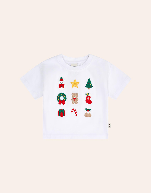 Huxbaby - Xmas Time Embroidered Short Sleeve Tee - Babies-Teens
