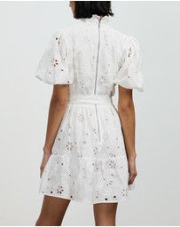 Asilio - Tiered Puff Sleeve Broderie Mini Dress