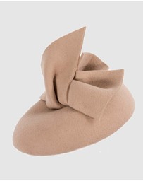 Max Alexander - Winter Beige Felt Pillbox with Bow