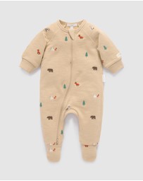 Purebaby - Embroidered Fleece Growsuit -Kids-Babies