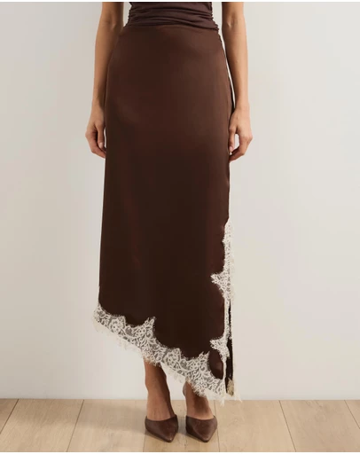 Atmos&Here - Alanna Asymmetrical Lace Side Split Midi Skirt