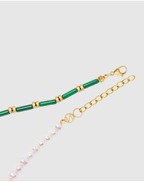 Nialaya Jewellery - Pearl Choker with Green Agate