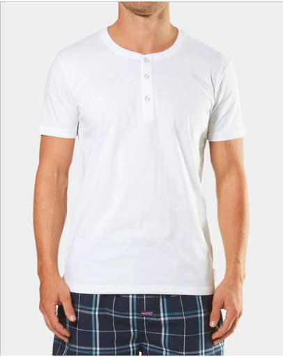 Mitch Dowd - Short Sleeve Henley Tee - White