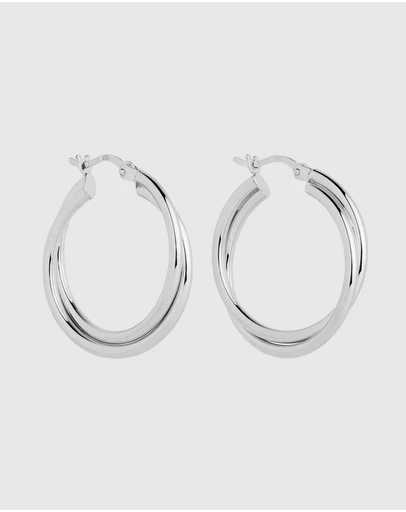 Najo - Duet Silver Hoop Earrings