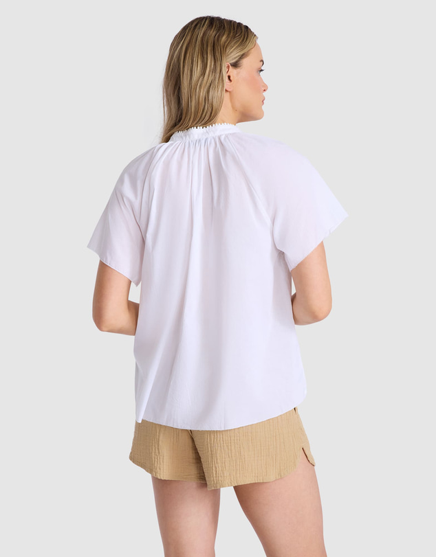 Seafolly - Cotton Voile Short Sleeve Peasant Top