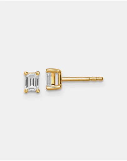 Zoe Olivia - 9K Gold Emerald Lab Grown Diamond Stud Earrings