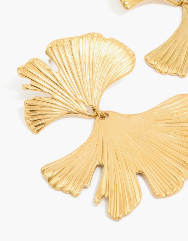Lovisa - Waterproof Gold Plated Stainless Steel Double Ribbed Fan Drop Earrings