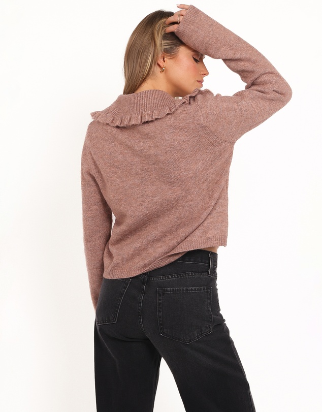 Petal & Pup - Carmello Frill Collar Cardigan - Mocha