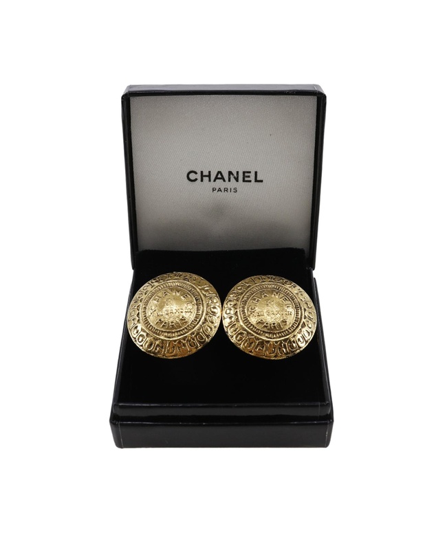 Pre-Loved by Azura Reborn - Pre-Loved Gold Plated Rue Cambon Medallion Clip On Earrings