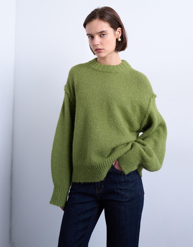 TOPSHOP - Knitted Wool Blend Fluffy Exposed Seam Easy Jumper