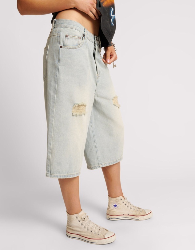 ONE TEASPOON - Old West Beastie Low Waist Wide Leg Denim Shorts